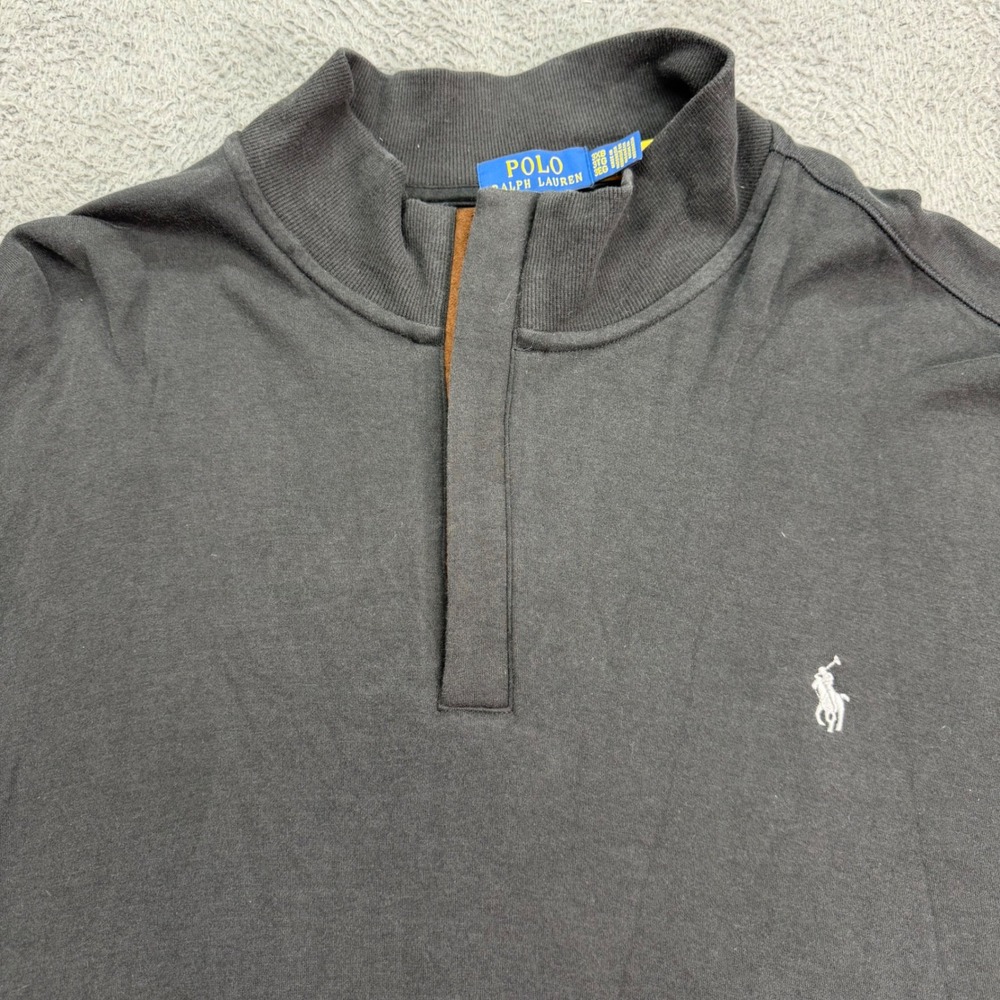 Polo Ralph Lauren Pullover Mens‎ 3XB Black Quarter Zip Mock Neck Pony Logo